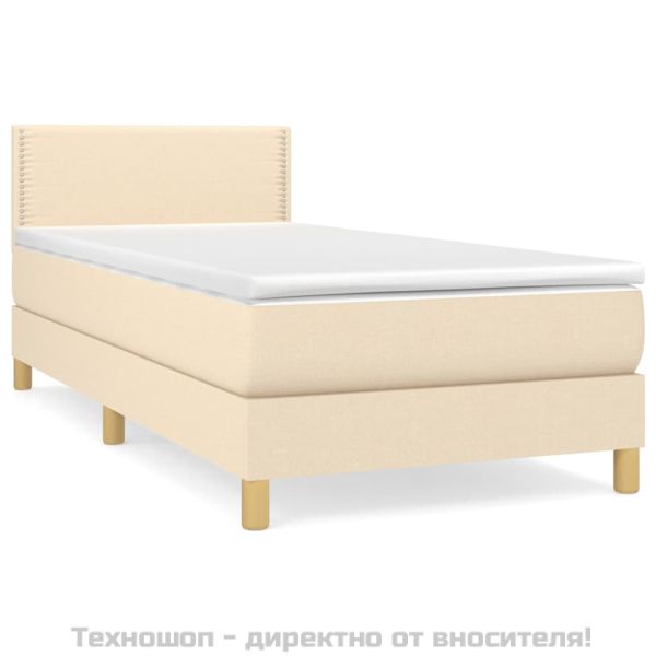 Боксспринг легло с матрак, кремаво, 100x200 см, плат