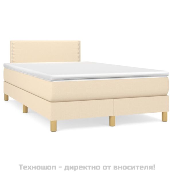 Боксспринг легло с матрак, кремаво, 120x200 см, плат
