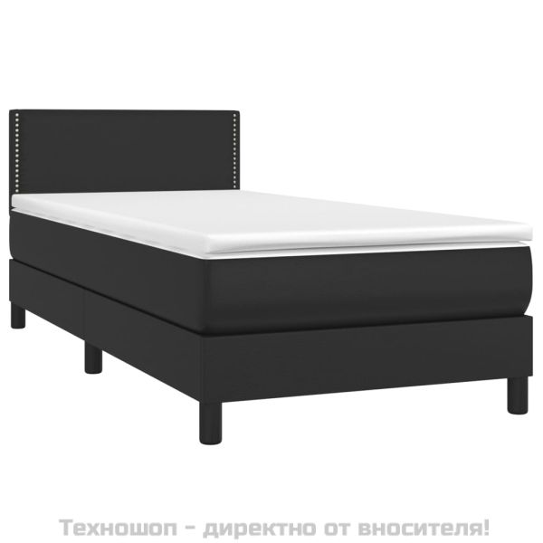 Боксспринг легло с матрак, черно, 80x200 см, изкуствена кожа