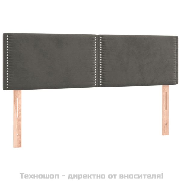 Боксспринг легло с матрак, тъмносиво, 140x190 см, кадифе