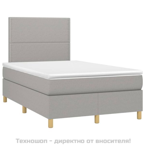 Боксспринг легло с матрак, светлосиво, 120x200 см, плат