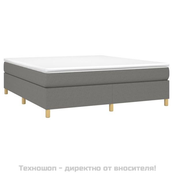 Боксспринг легло с матрак, тъмносиво, 160x200 см, плат