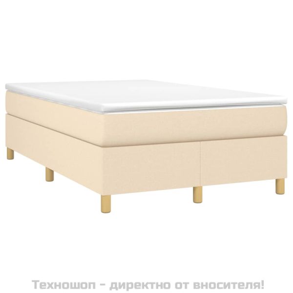 Боксспринг легло с матрак, кремаво, 120x200 см, плат