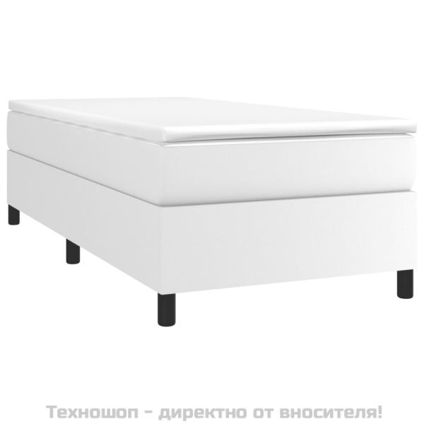 Боксспринг легло с матрак, бяло, 90x190 см изкуствена кожа