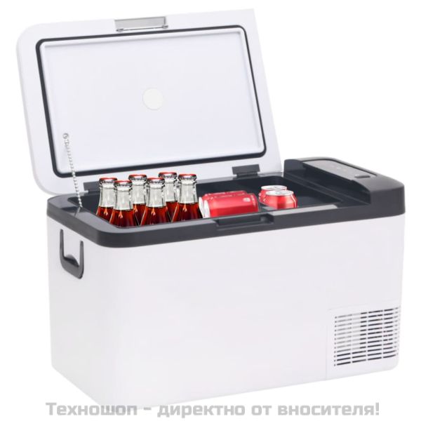 Хладилна кутия с дръжка черно и бяло 18 л PP и PE