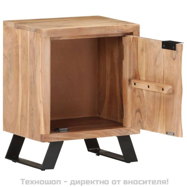 Нощно шкафче, 40х30х50 см, акациево дърво масив с живи ръбове