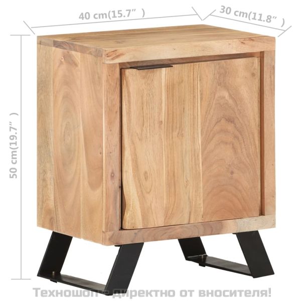Нощно шкафче, 40х30х50 см, акациево дърво масив с живи ръбове