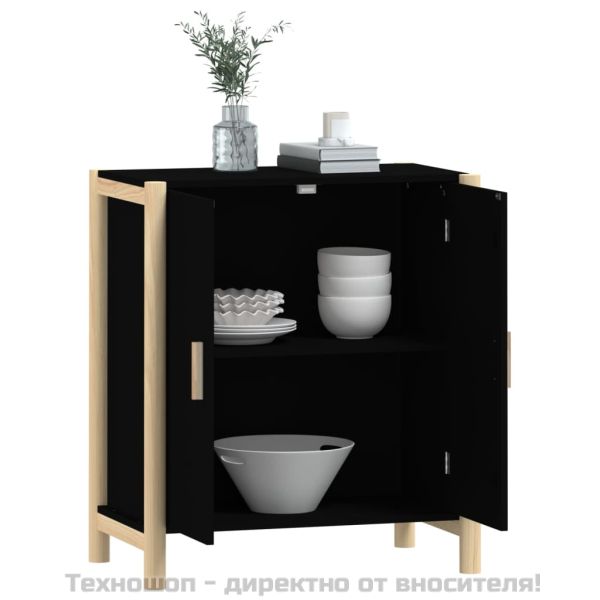 Сайдборд, черен, 62x38x70 см, инженерно дърво