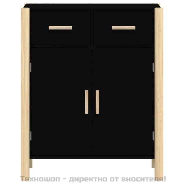 Сайдборд, черен, 62x38x75 см, инженерно дърво