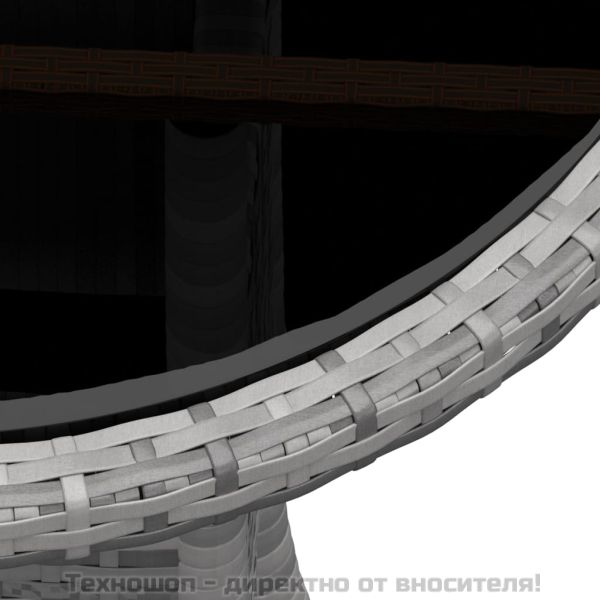 Градински бистро комплект, 3 части, полиратан, сив