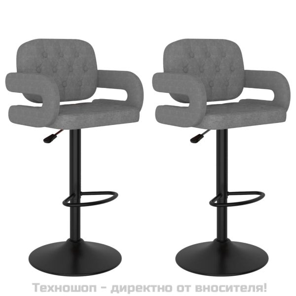 Бар табуретки, 2 бр, светлосиви, текстил