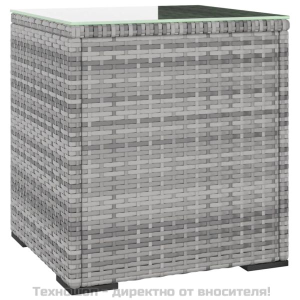 Странична маса сива 40x37x40,5 см полиратан и закалено стъкло