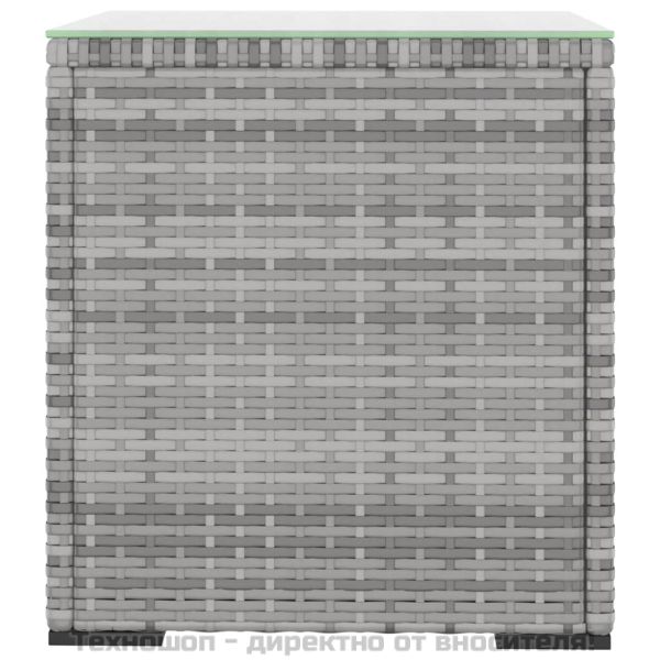 Странична маса сива 40x37x40,5 см полиратан и закалено стъкло