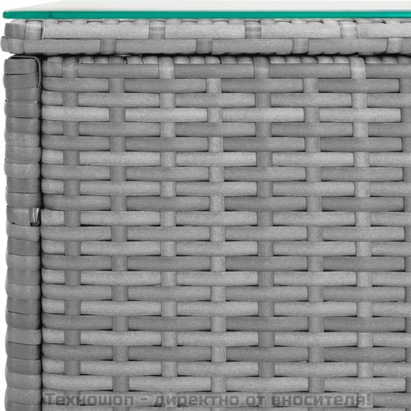 Странична маса сива 40x37x40,5 см полиратан и закалено стъкло