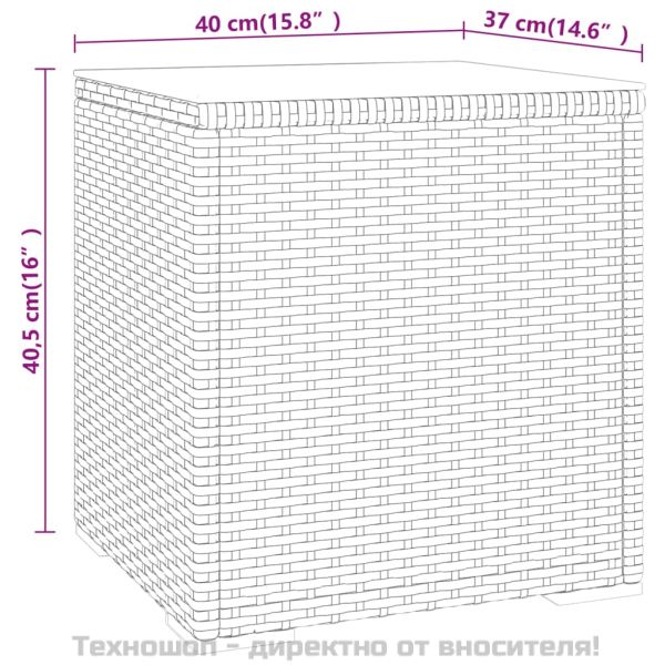 Странична маса сива 40x37x40,5 см полиратан и закалено стъкло