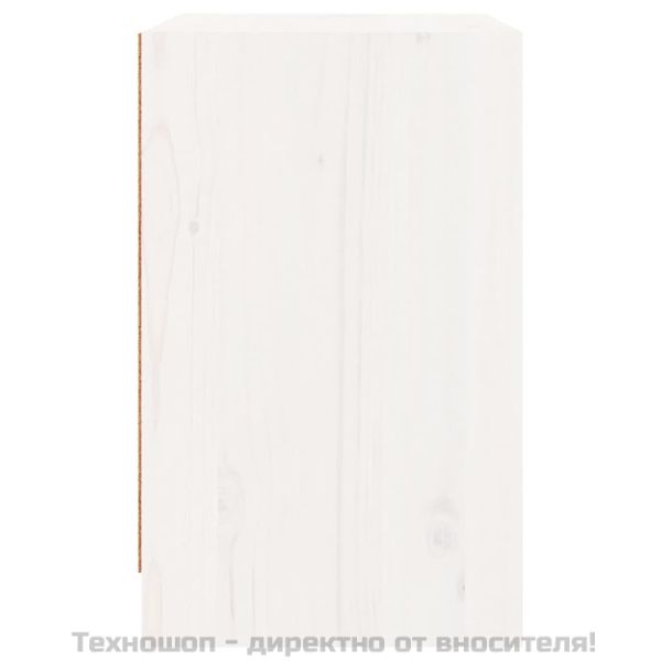Нощно шкафче, бяло,40x31x50 см, борово дърво масив