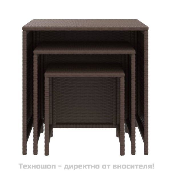 Стифиращи маси, 3 бр, кафяви, полиратан