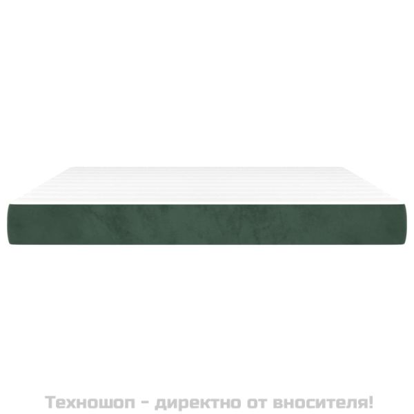 Матрак за легло с покет пружини тъмнозелен 180x200x20 см кадифе