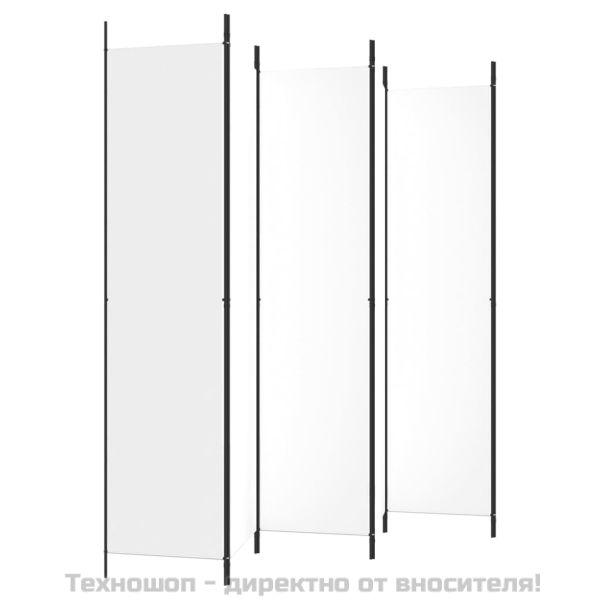 Параван за стая, 6 панела, бял, 300x220 см, текстил