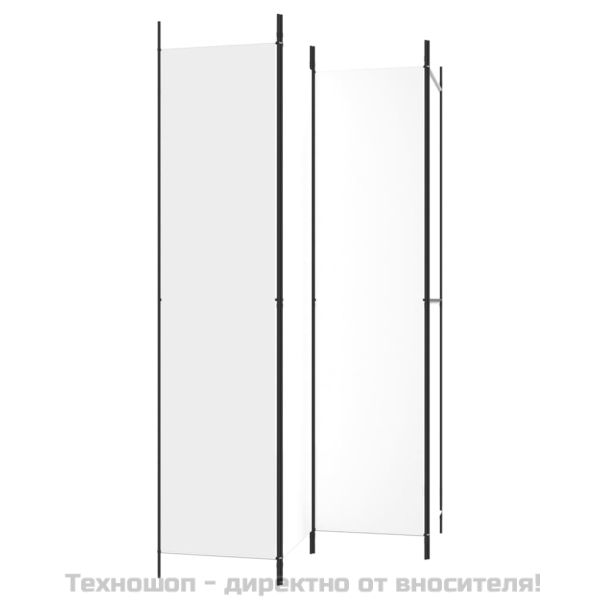 Параван за стая, 4 панела, бял, 200x220 см, текстил