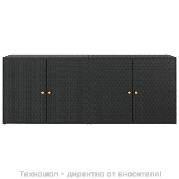 Градински шкаф за съхранение, черен, 198x55,5x80 см, полиратан