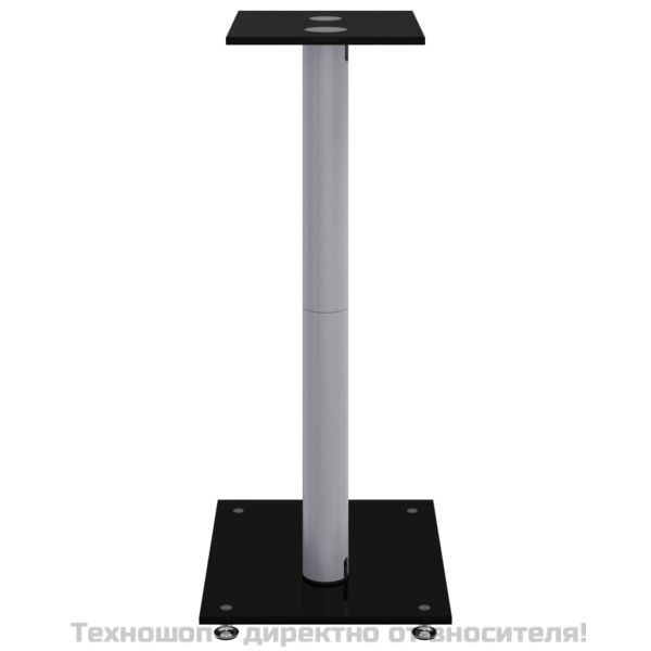 Стойки за тонколони 2 бр сребристо/черно закалено стъкло