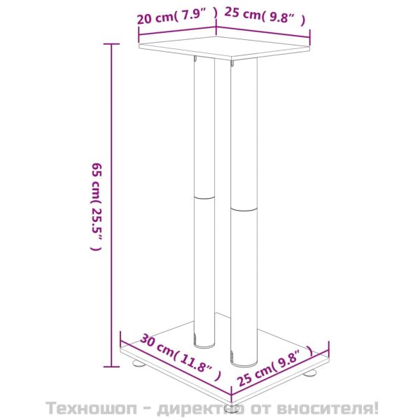 Стойки за тонколони 2 бр сребристо/черно закалено стъкло