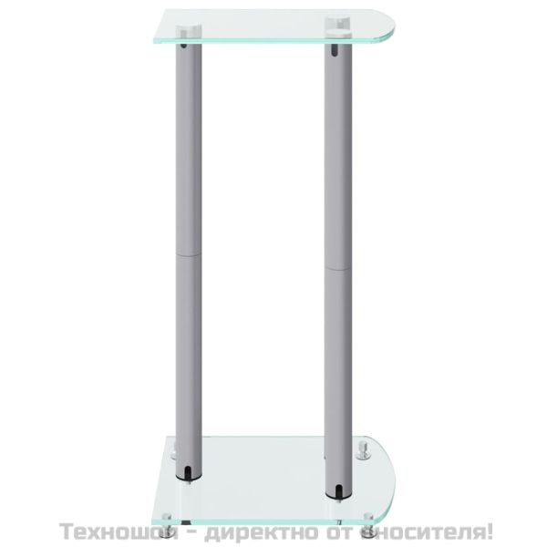 Стойки за тонколони 2 бр сребристи закалено стъкло 3 стълба