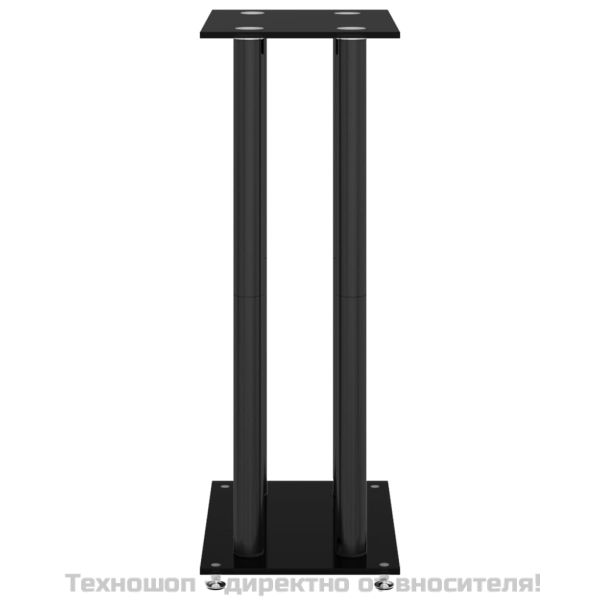 Стойки за тонколони 2 бр черни закалено стъкло дизайн 4 стълба