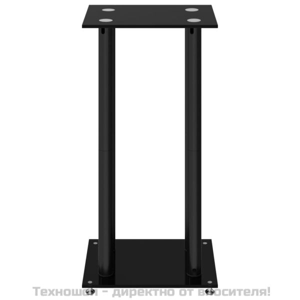 Стойки за тонколони 2 бр черни закалено стъкло дизайн 4 стълба