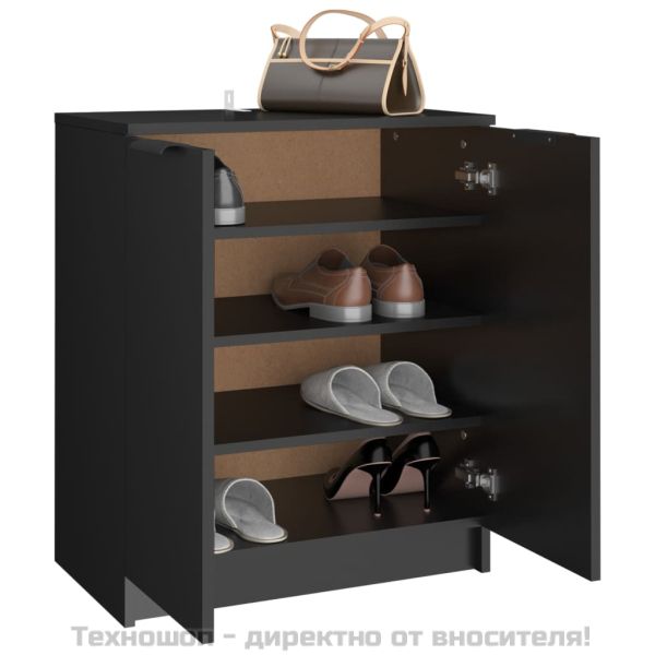 Шкаф за обувки, черен, 59x35x70 см, инженерно дърво