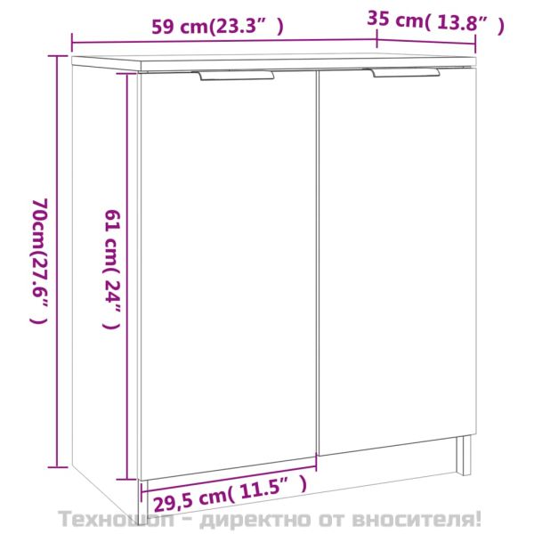 Шкаф за обувки, черен, 59x35x70 см, инженерно дърво