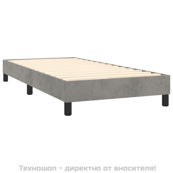 Боксспринг легло с матрак, светлосиво, 90x200 см, кадифе