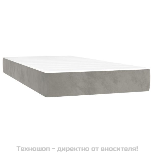 Боксспринг легло с матрак, светлосиво, 90x200 см, кадифе