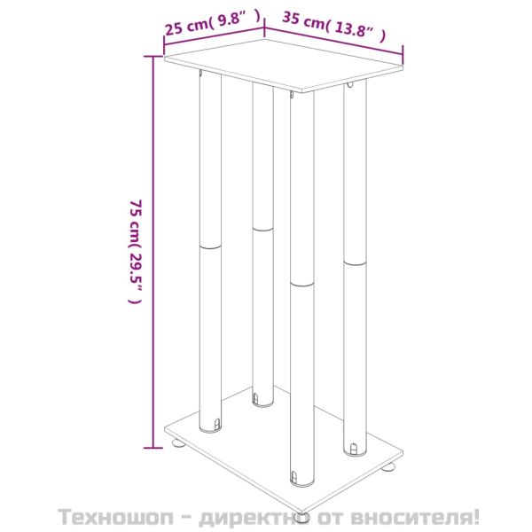 Стойки за тонколони 2 бр черно/сребро закалено стъкло 4 стълба
