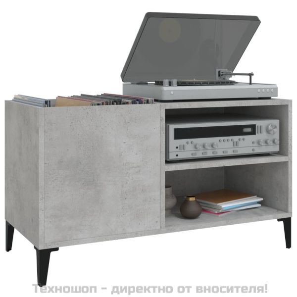Шкаф за грамофонни плочи сив 84,5x38x48 см инженерно дърво