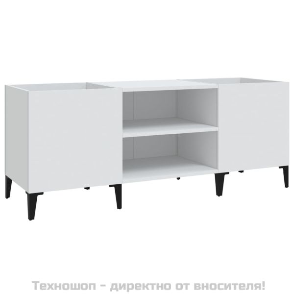 Шкаф за грамофонни плочи бял 121x38x48 см инженерно дърво