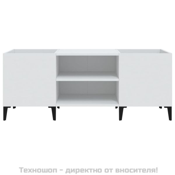 Шкаф за грамофонни плочи бял 121x38x48 см инженерно дърво