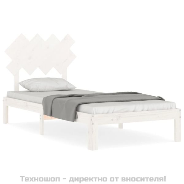 Рамка за легло без матрак, бял, 90x200 см, бор масив