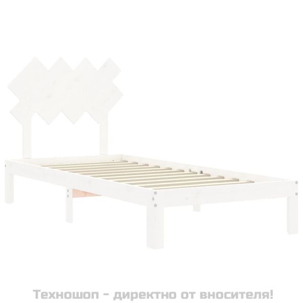Рамка за легло без матрак, бял, 90x200 см, бор масив