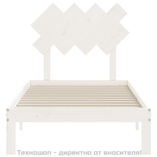 Рамка за легло без матрак, бял, 90x200 см, бор масив