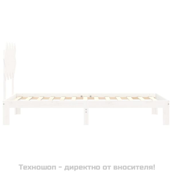 Рамка за легло без матрак, бял, 90x200 см, бор масив