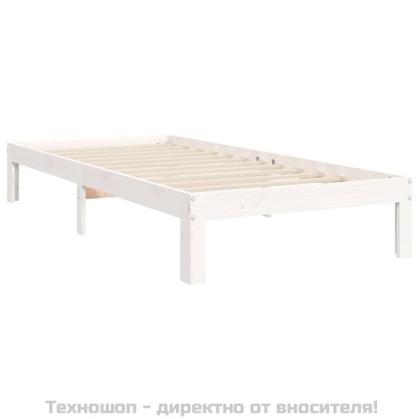 Рамка за легло без матрак, бял, 90x200 см, бор масив
