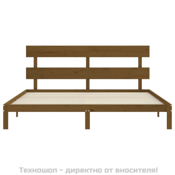 Рамка за легло с табла, меденокафява, масивно дърво, 200x200 см