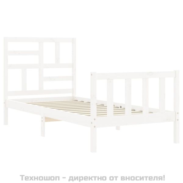 Рамка за легло с табла бяла Single масивна дървесина