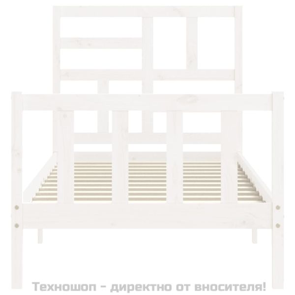 Рамка за легло с табла бяла Single масивна дървесина
