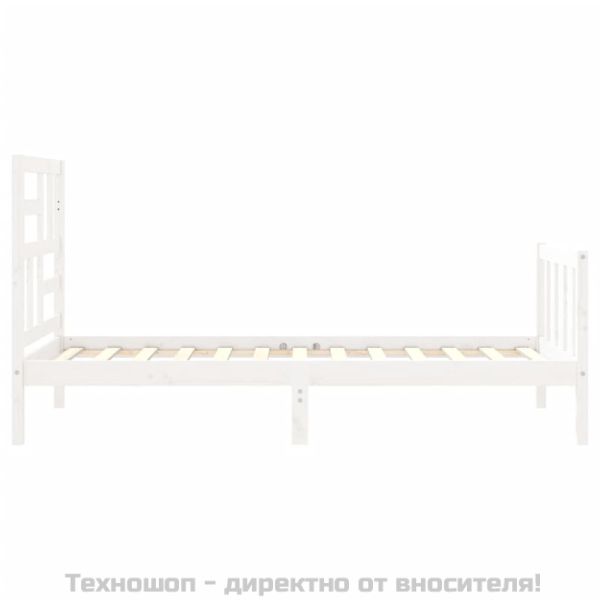 Рамка за легло с табла бяла Single масивна дървесина