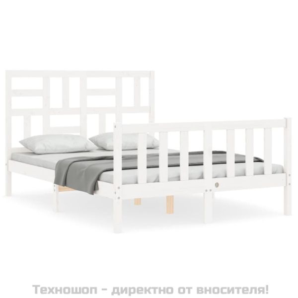 Рамка за легло с табла бяла Small Double масивна дървесина