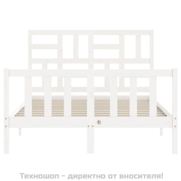 Рамка за легло с табла бяла Small Double масивна дървесина