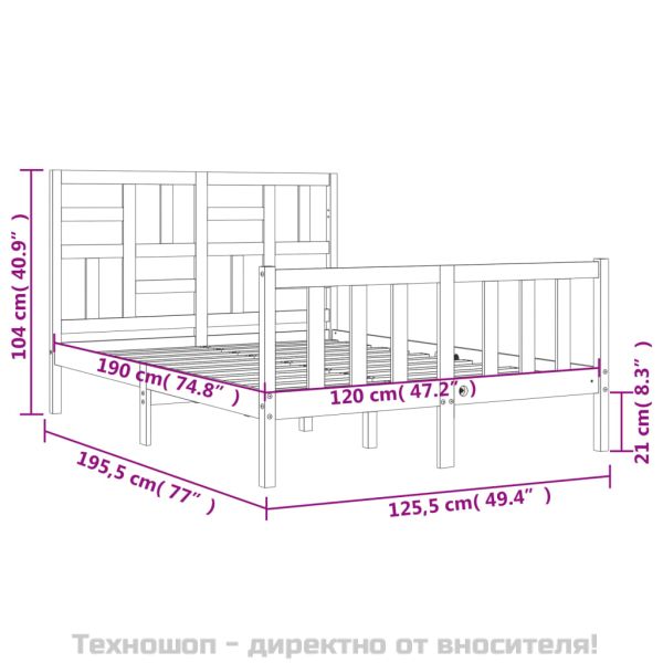 Рамка за легло с табла Small Double масивна дървесина